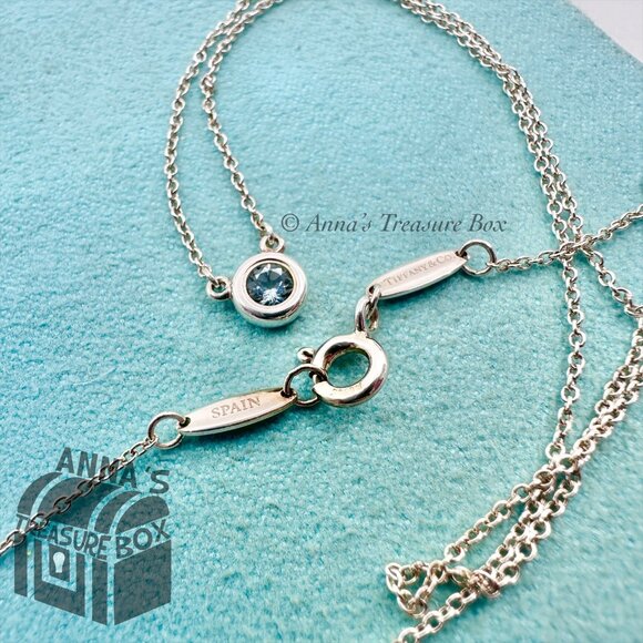 Tiffany & Co. 925 Silver CBTY 0.15 Carat Aquamarine 16" Necklace (bx, pch, rbbn) - Picture 5 of 9
